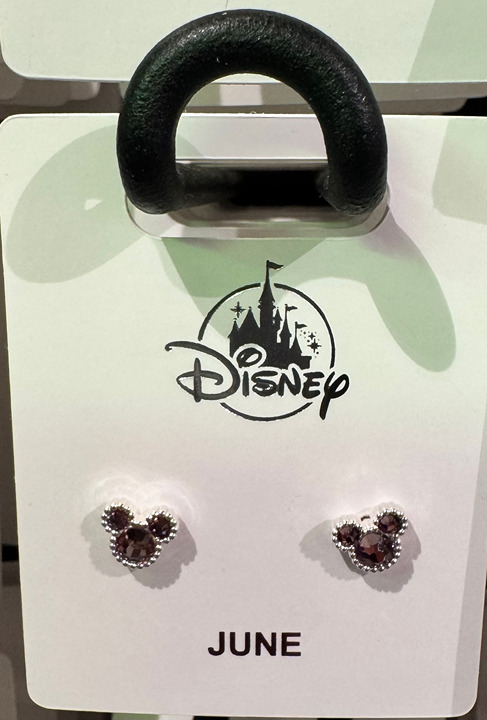 Disney Parks Mickey Mouse Lt Amethyst June Faux Birthstone Earrings Silver Tone
