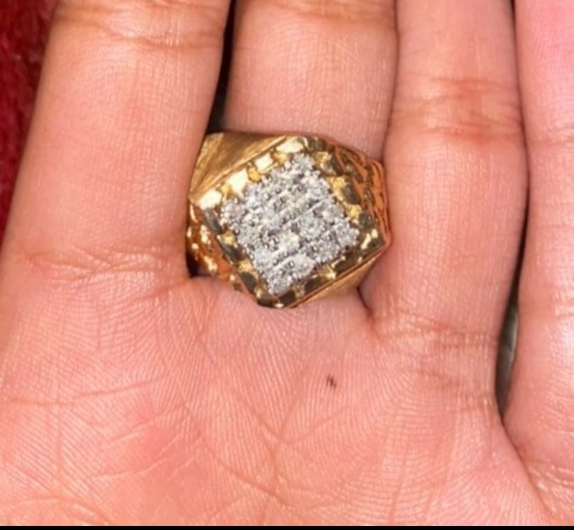 Mens Big Solid gold and diamond ring