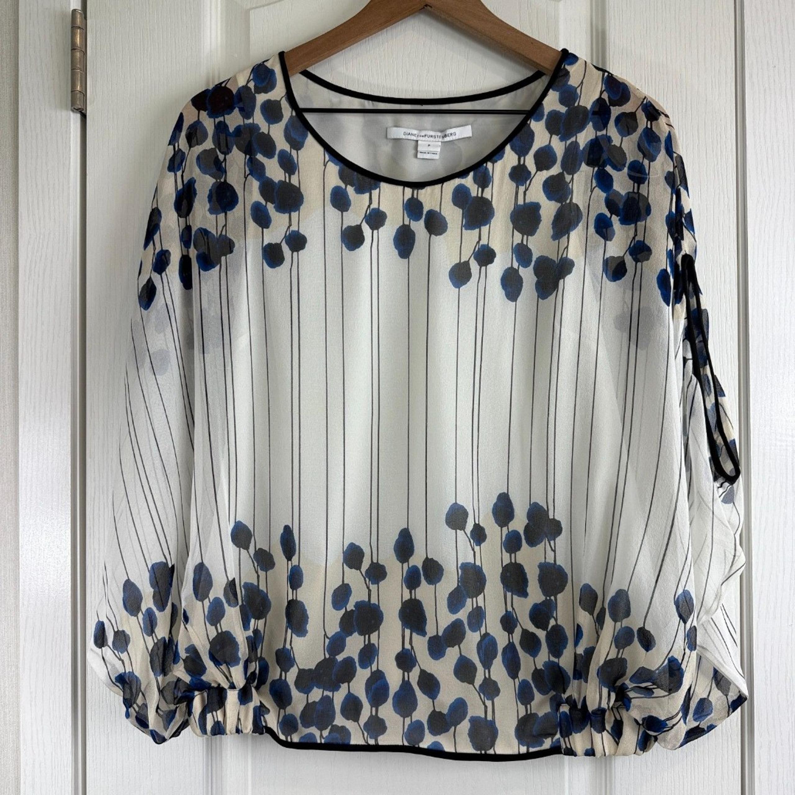Diane von Furstenberg DVF Robyn Silk Batwing Short Sleeve Blouse Top Women's P