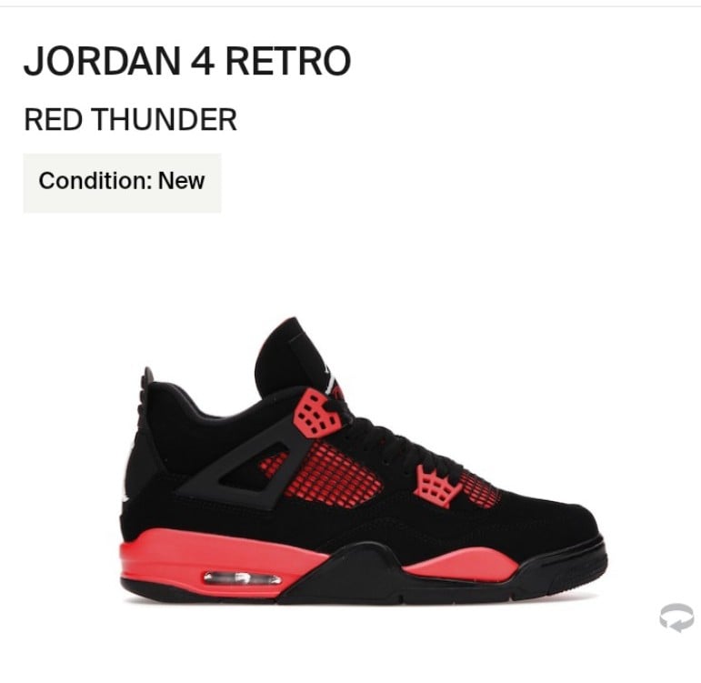 Air Jordan 4 Retro red thunder sz 10.5