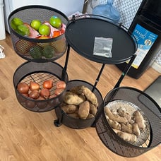 4 Tier Fruit and Vegetable Storage for Kitchen Rotating Storage Rack with Wheels