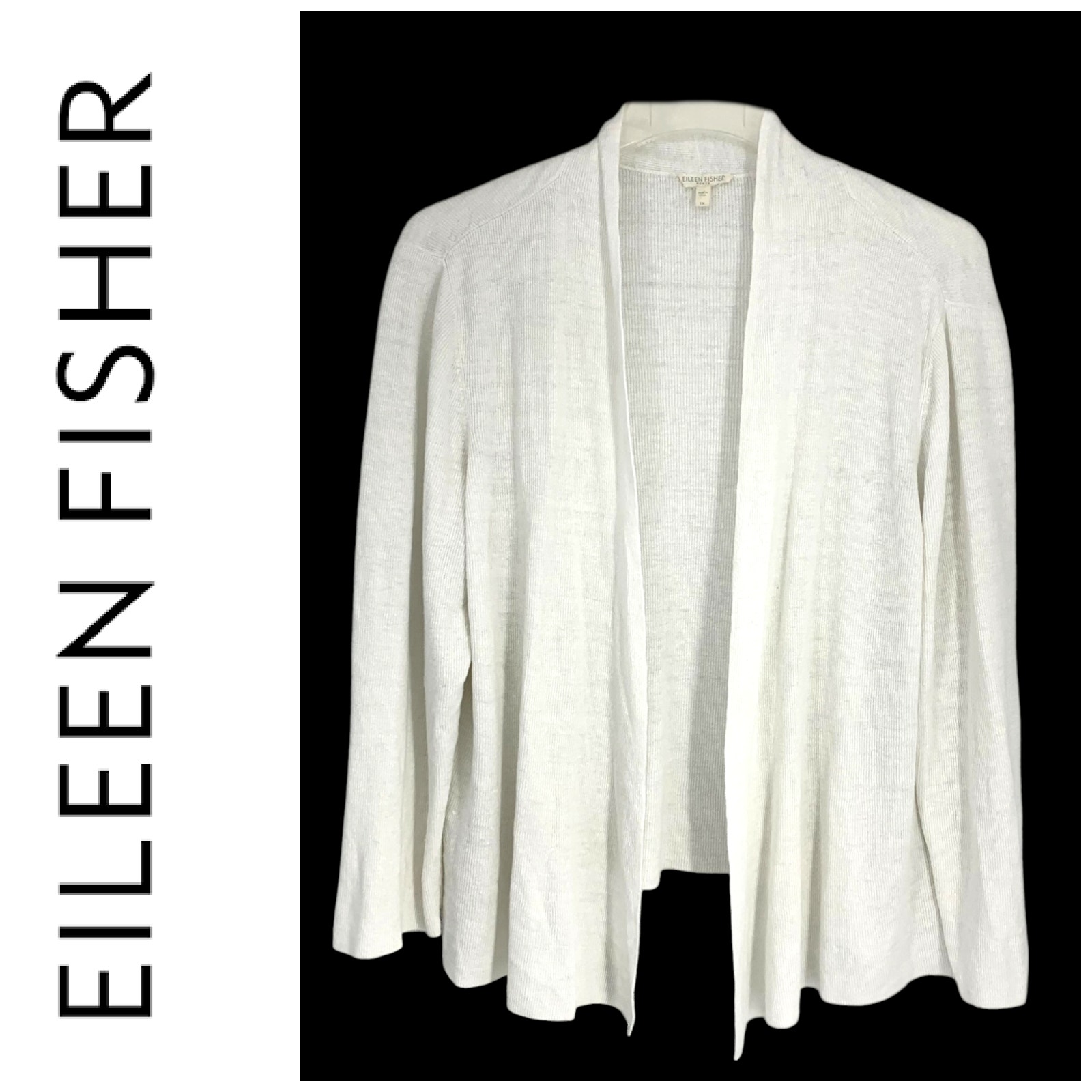 Eileen Fisher Plus Sz 1X White Linen Cardigan Sweater Minimal Capsule Wardrobe