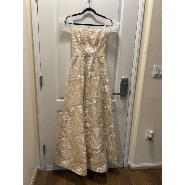 Vone Bridal Evening Prom Dress A-Line Gown Overlay Mesh Bachelorette size S NWT