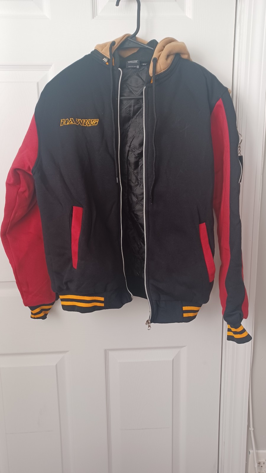 FOR CY Hawks varsity jacket with removable hood