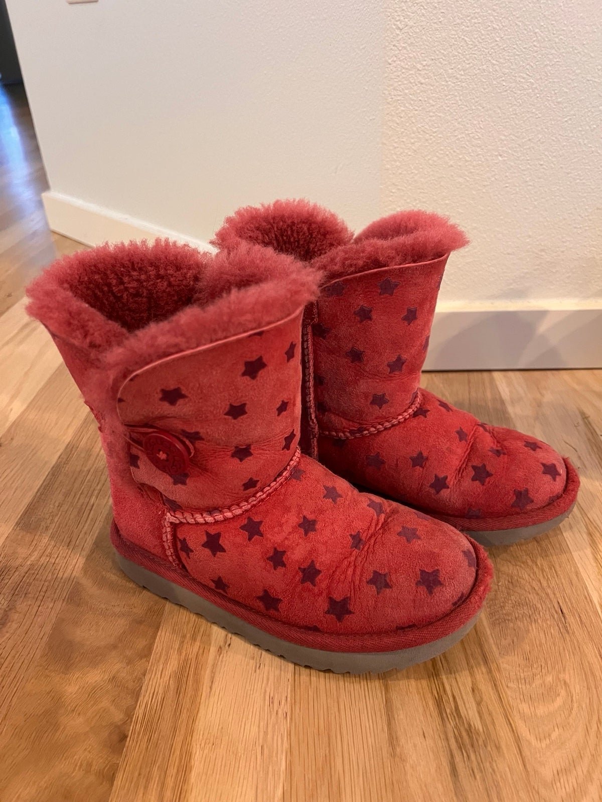 UGG bailey button pink stars little girls toddler size 12