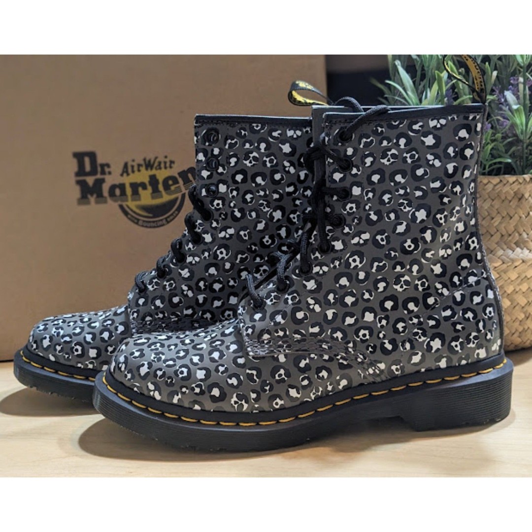 Dr. Martens 1460 Women's Gray Loud Leopard Smooth Leather Lace Up Boots UK 5 NIB