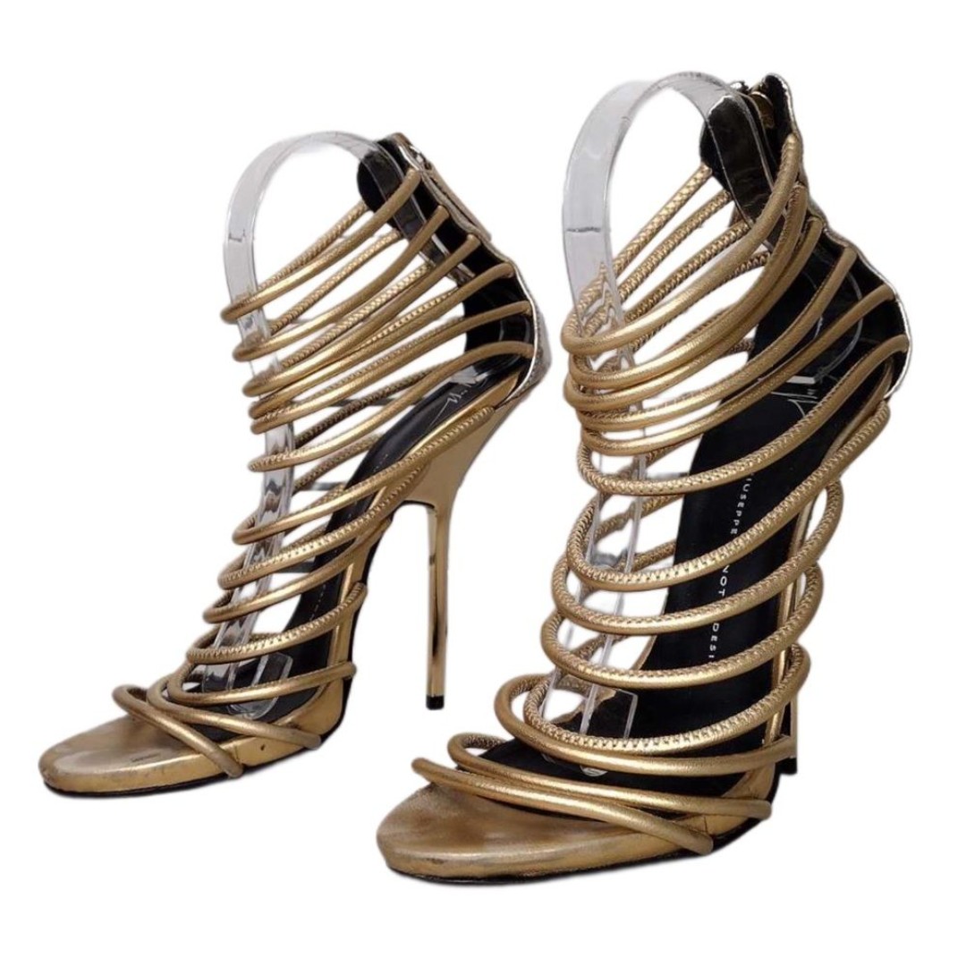 Giuseppe Zanotti Gold Gladiator Strappy Stiletto Sz 39 1/2 Gold Heels