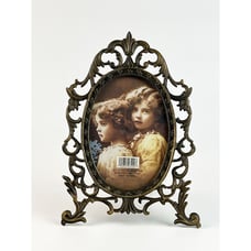 Vintage Victorian Style Ornate Metal Easel Back Oval Photo Picture Frame 5 x 7