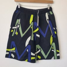 Puma x MCM All Over Print Wool Blend Shorts 537009-01 Size M Black Blue