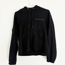 Cabi Black 4368 Quantum Utility Cropped Hoodie with Zip Pocket Athleisure Medium