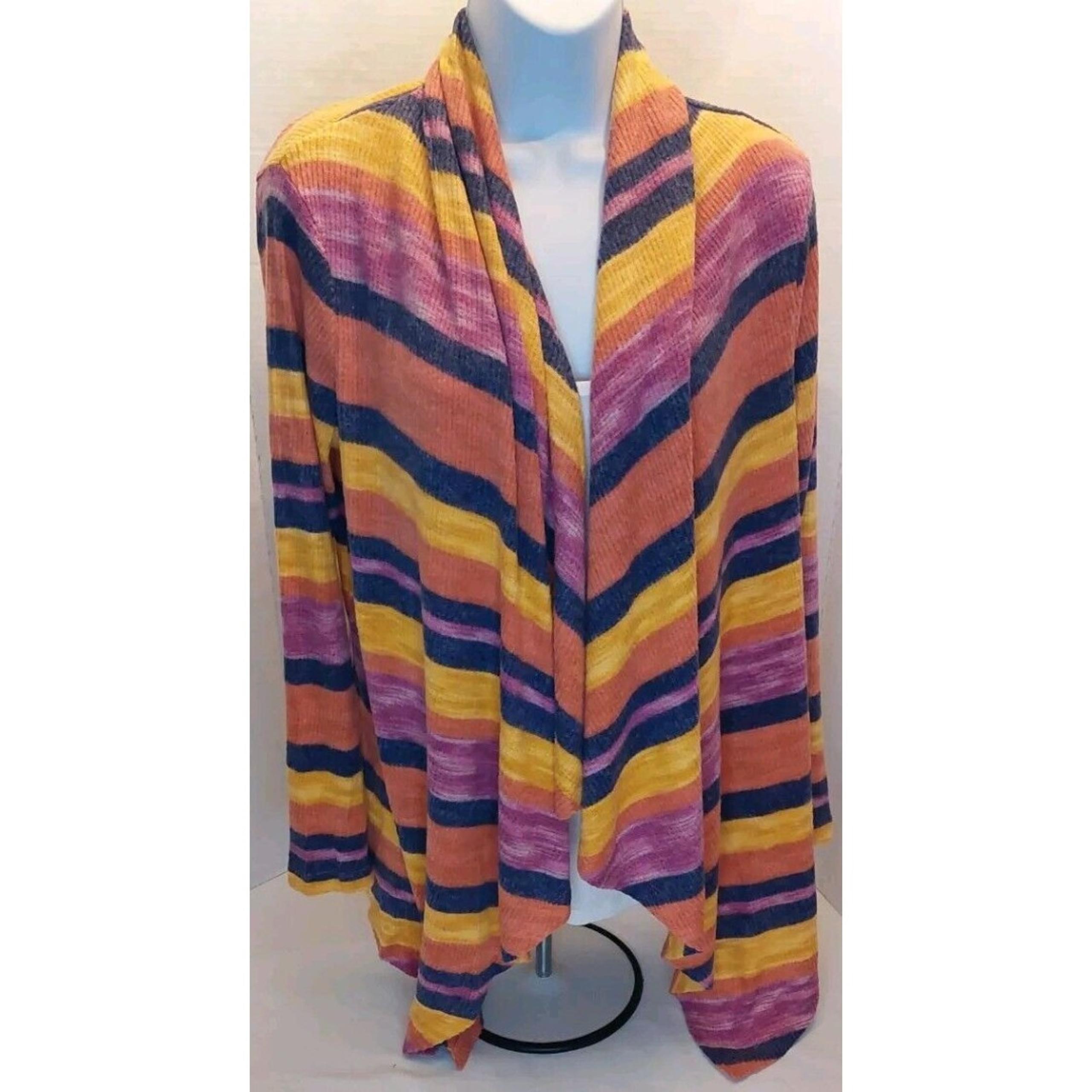 Bobeau Multicolor Lightweight Soft Retro Look Cardigan Sz S Waterfall