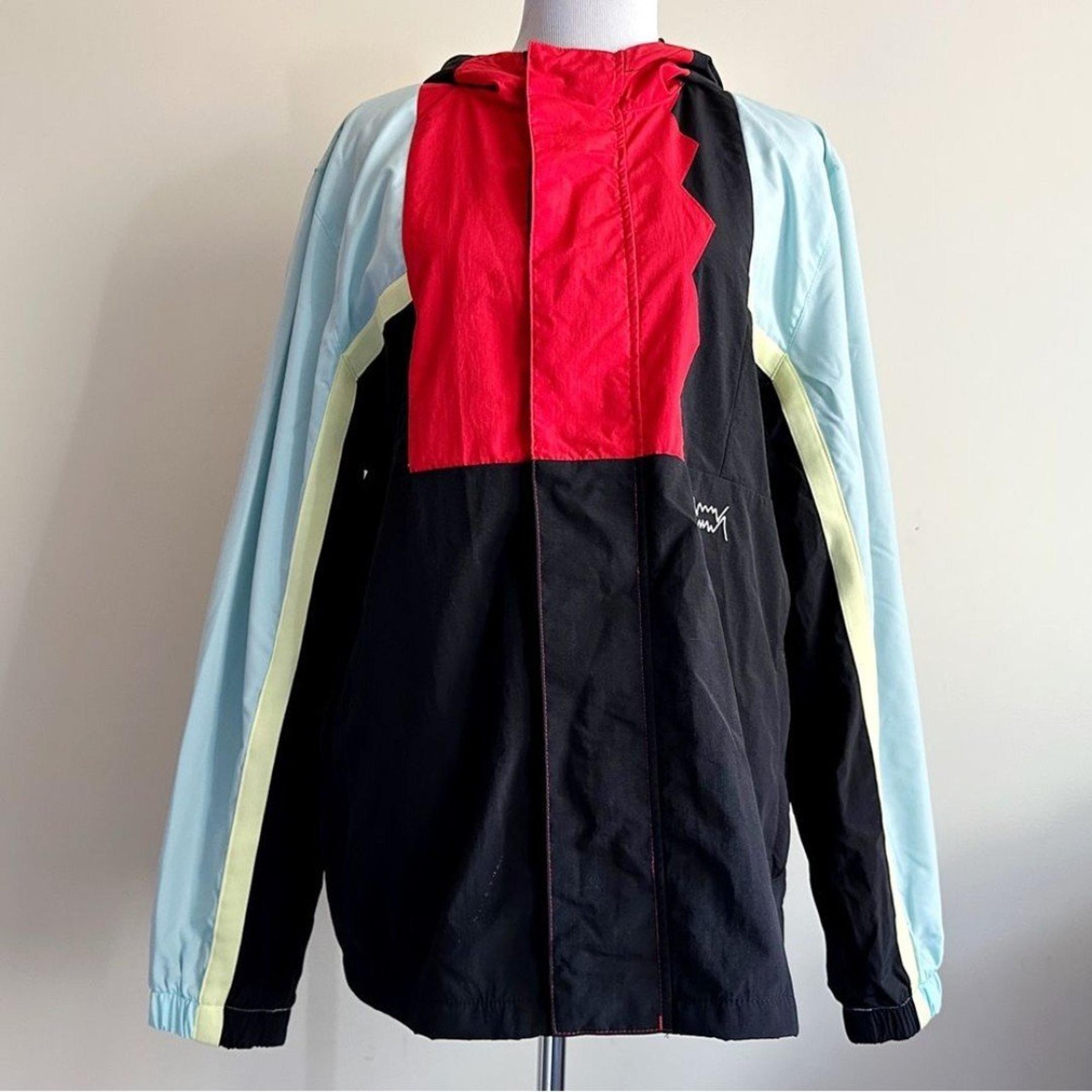 Puma Commitment Day Jacket Windbreaker Mens Medium Red Black Light Blue