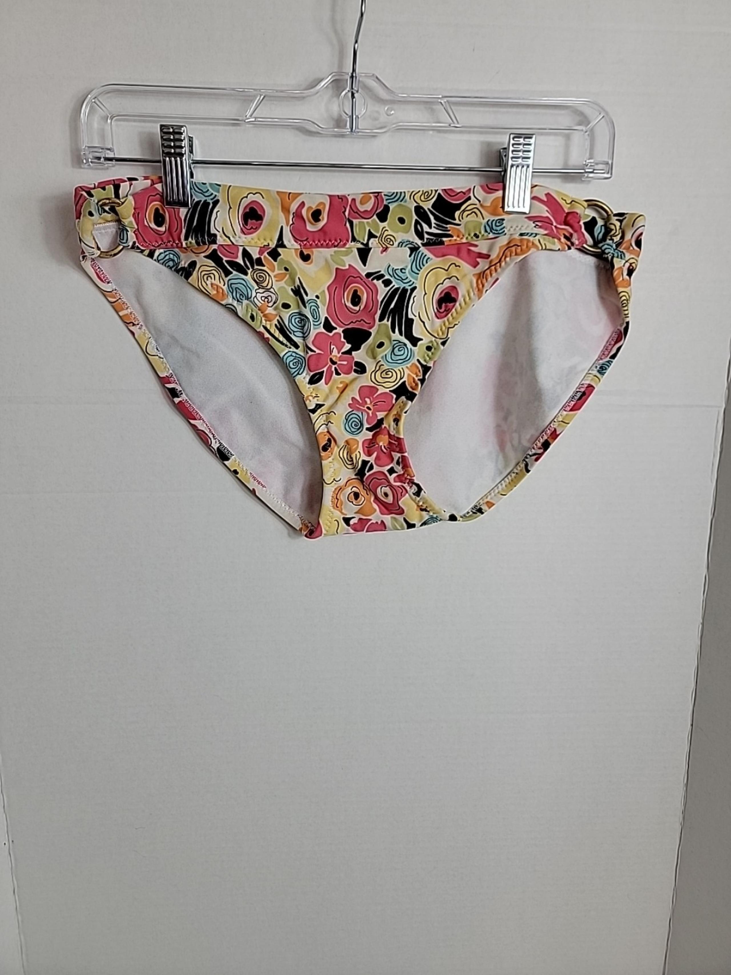 Ann Taylor LOFT Women's White Blue Pink Yellow Floral Bikini Bottom, M