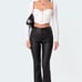 Petite Luna Faux Leather Flare Jeans