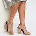 Alias Mae Winslet tan patent leather chunky heel sandals SZ 39