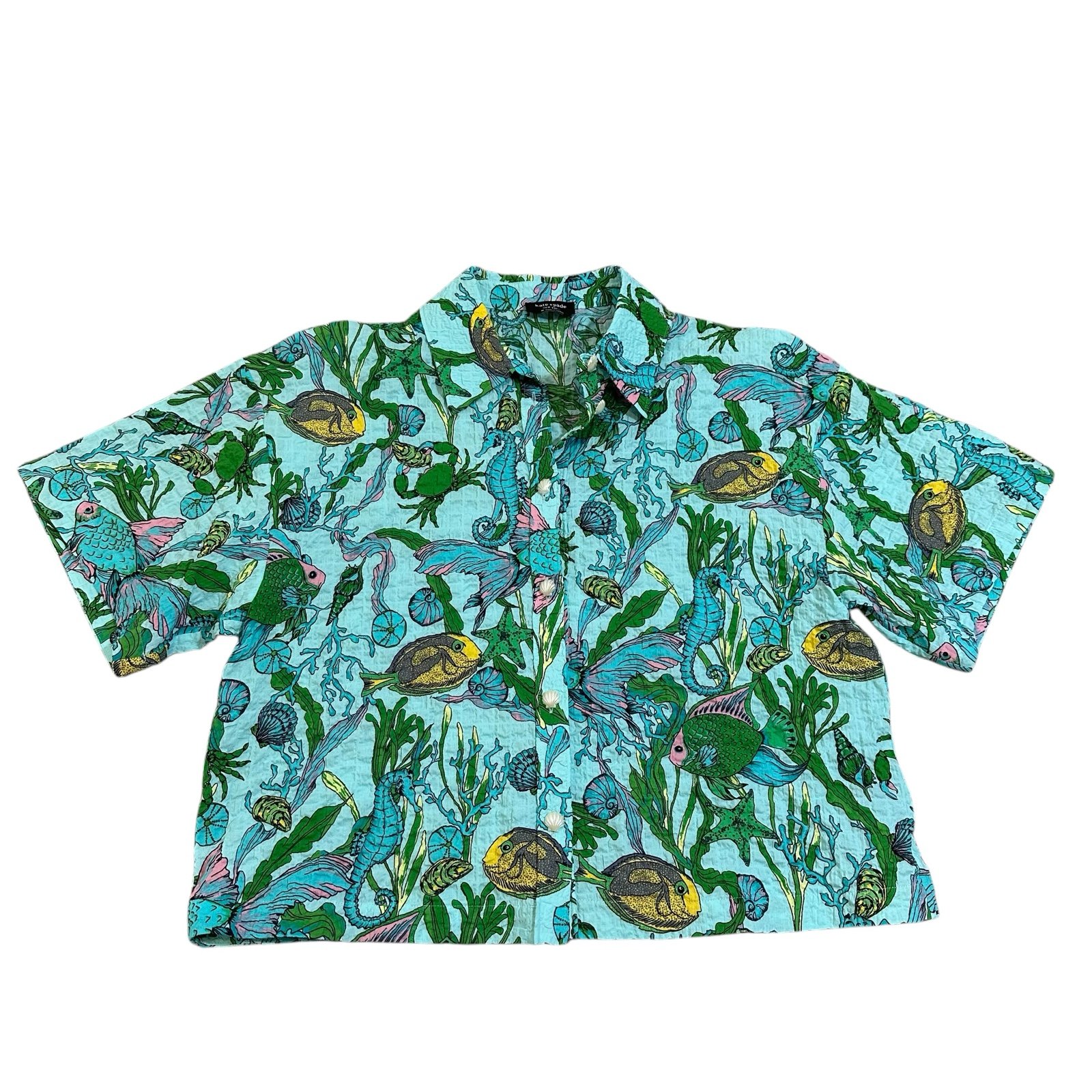 Kate Spade Under The Sea Collared Top Size M