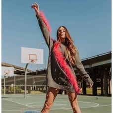 Queen of sparkles diagonal feather sweater dress sz XS