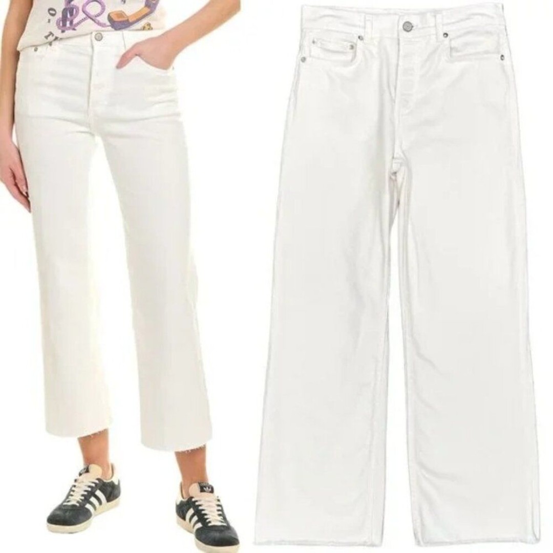 Boyish The Mikey High-Rise Comfort Stretch Wide Leg Jeans Vertigo White Sz 25
