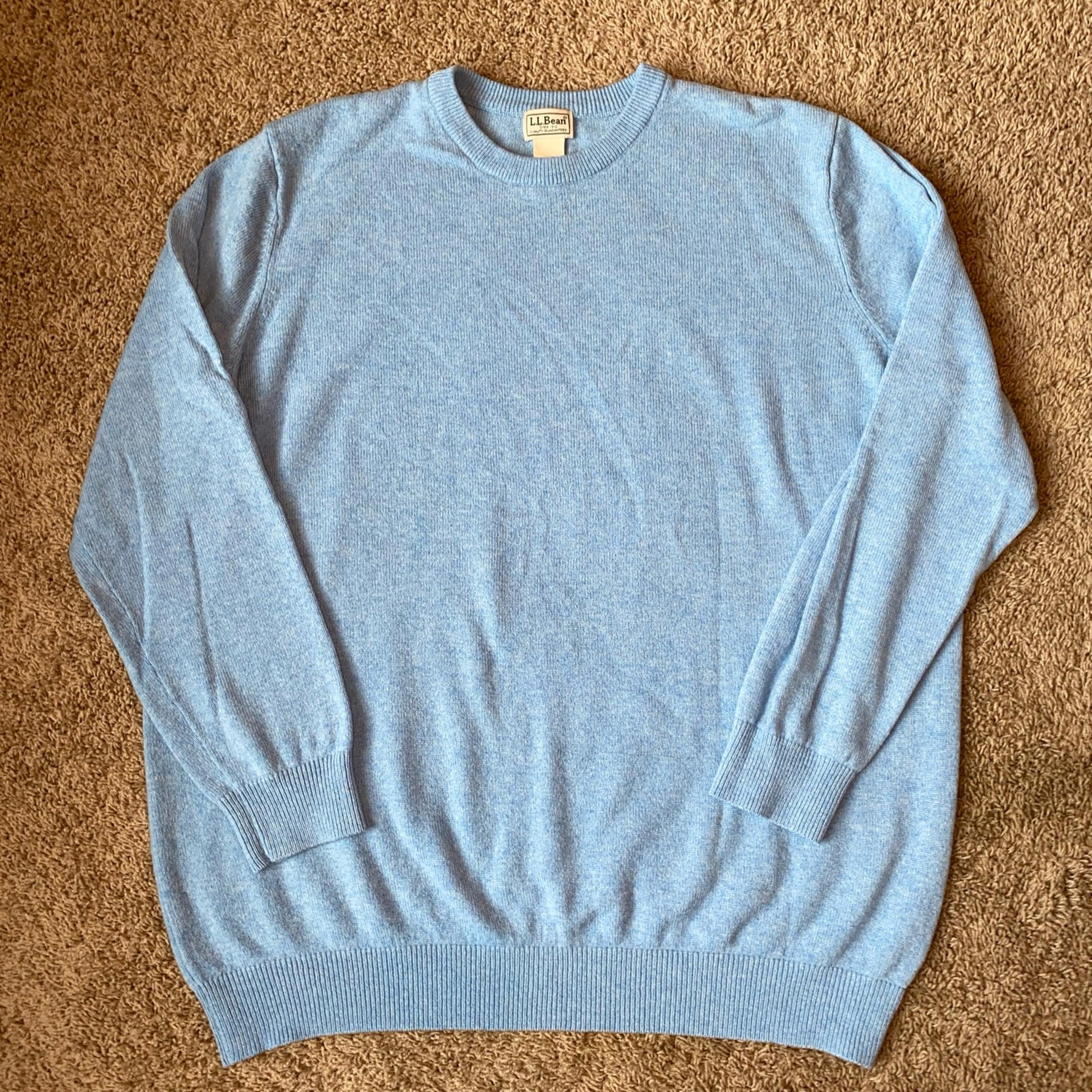 L.L. Bean Lambs Wool Sweater Men’s XXL Tall Light Blue Pullover