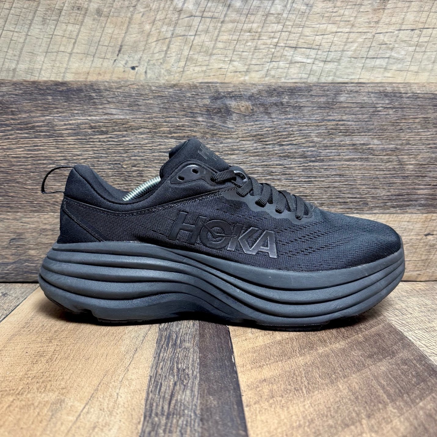 HOKA One One Bondi 8 Athletic Running Sneakers Black Size 7D Men / 8D Women’s