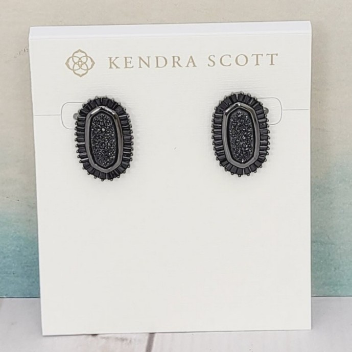 Kendra Scott Baguette Ellie Studs Black NEW