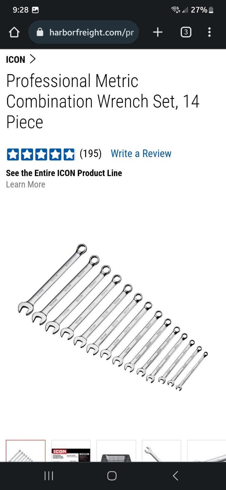 Icon metric wrench set
