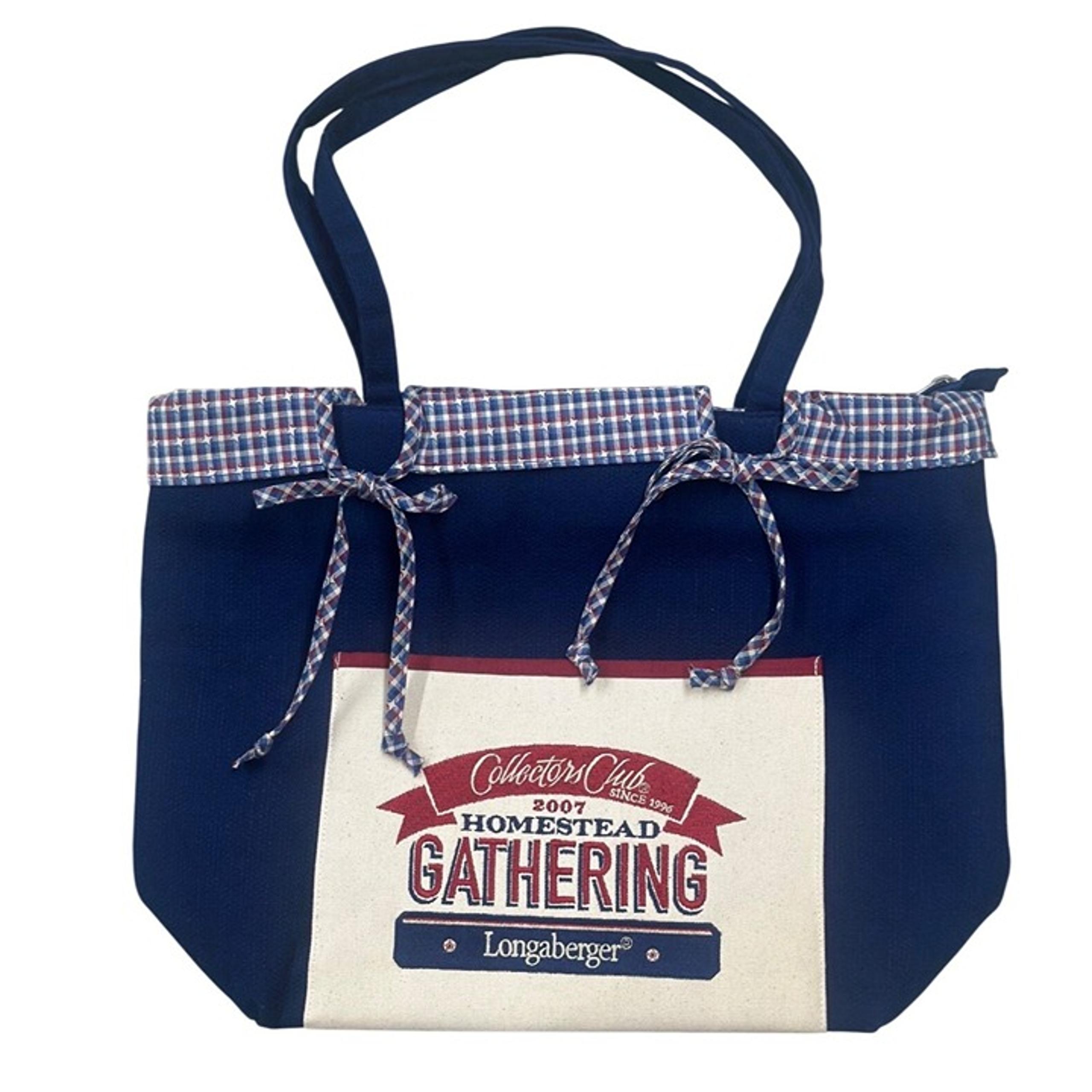 Longaberger Homestead Gathering Tote Bag 16.50"x12" Blue Handbag