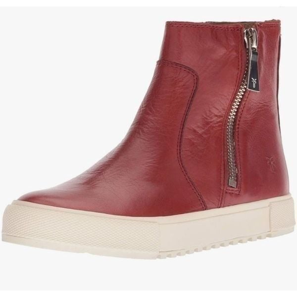 Frye Gia Lug Zip Bootie Women's Size 6 Red Clay Leather Sneaker Shoes