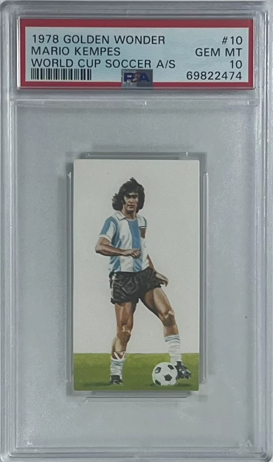 Mario Kempes (HOF) 1978 Golden Wonder World Cup Soccer A/S #10 PSA 10 (GEM MINT)