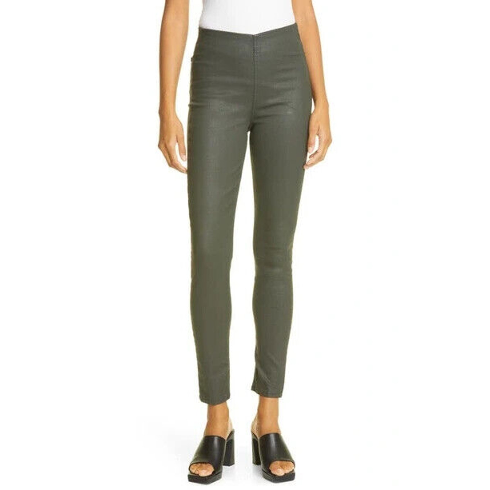 Rag & Bone NWOT Nina Coated High Waist Pull-on Skinny Jeans Army Green Size S