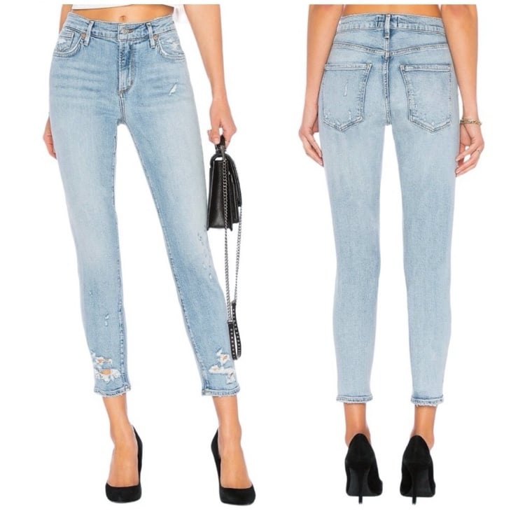 AGOLDE Sophie Mid-Rise Distressed Skinny Crop Jeans