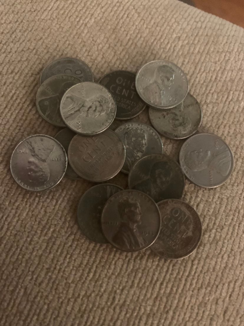 Lot ot 15 steel pennies from WWII