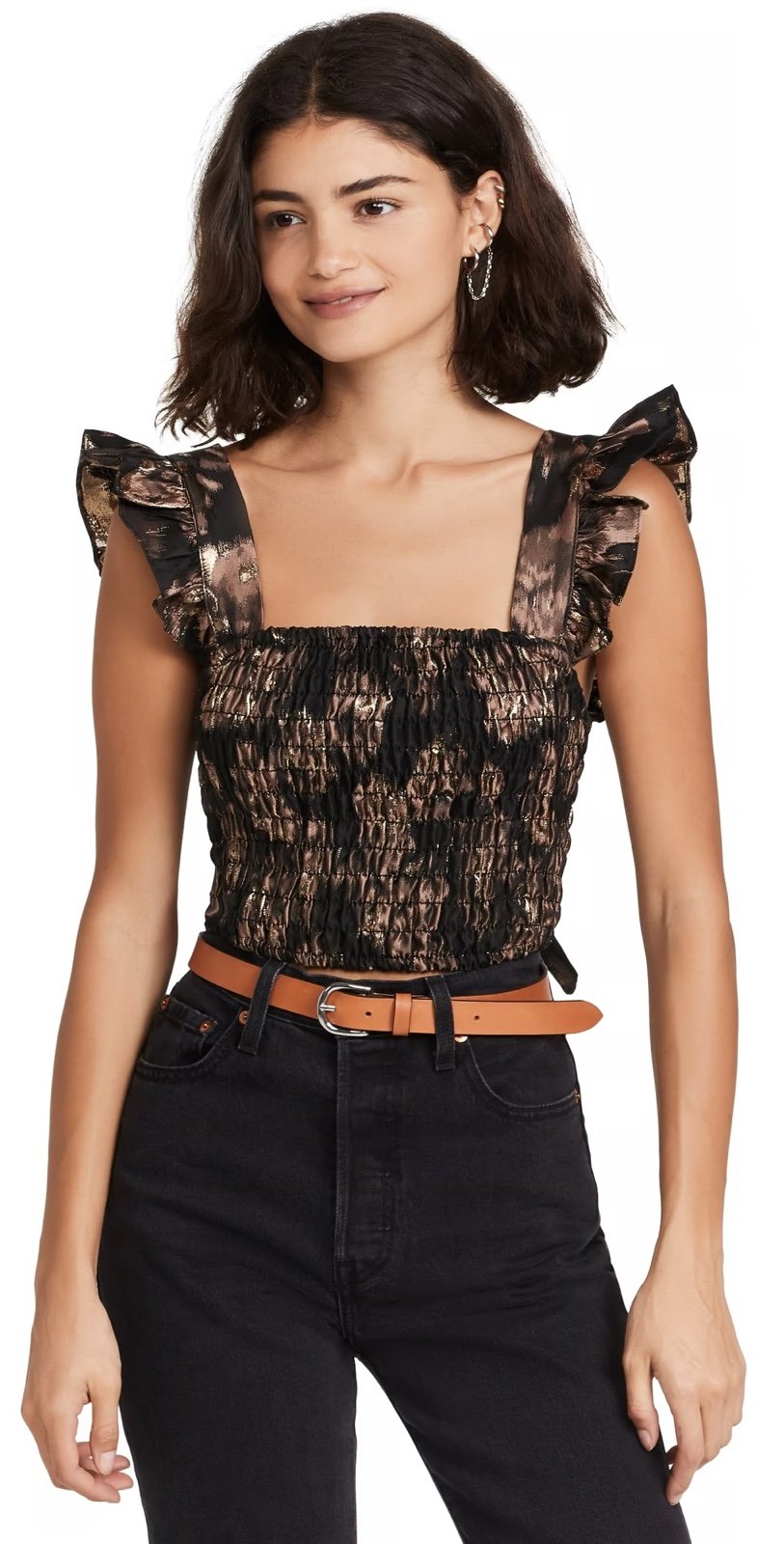 NWT MISA Los Angeles Abelia Top in Rose Gold Jacquard