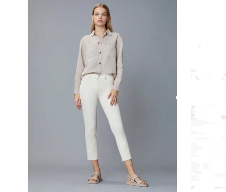 DL1961 MARA Straight Mid Rise Instasculpt Straight Ankle 'Milk' Size 24 NWT