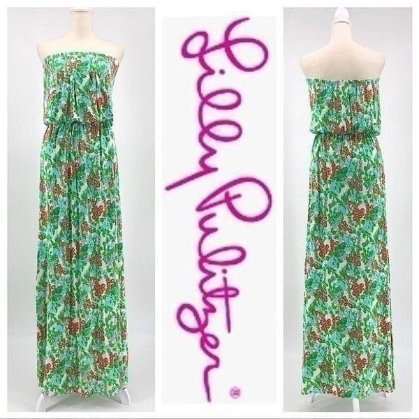 Lilly Pulitzer Strapless Marlisa Bee In Your Bonnet Maxi Dress Tube Top Floral P
