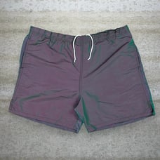 Vintage Surf Style Swim Shorts Chameleon Green Nylon Lined 6 Inseam 90s