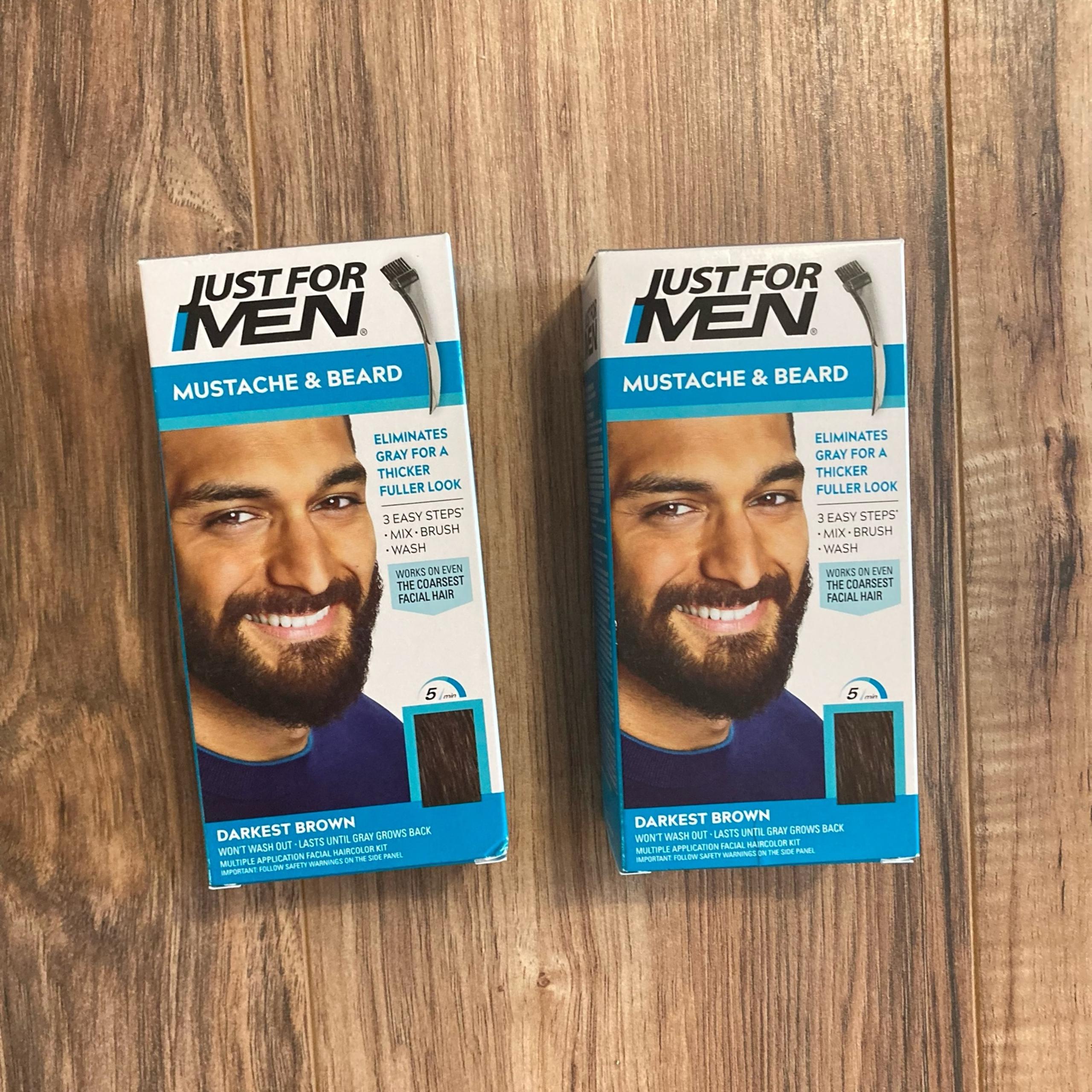 Lot 2 Just For Men Mustache & Beard Brush-In Hair Color Gel Darkest Brown M50