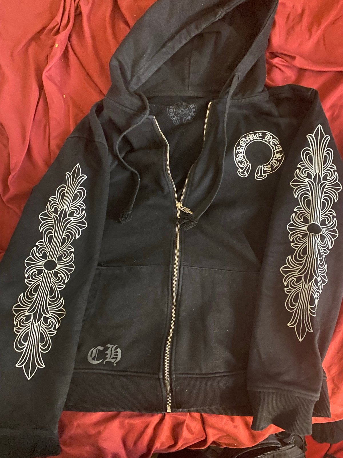 Chrome heart zipup hoodie