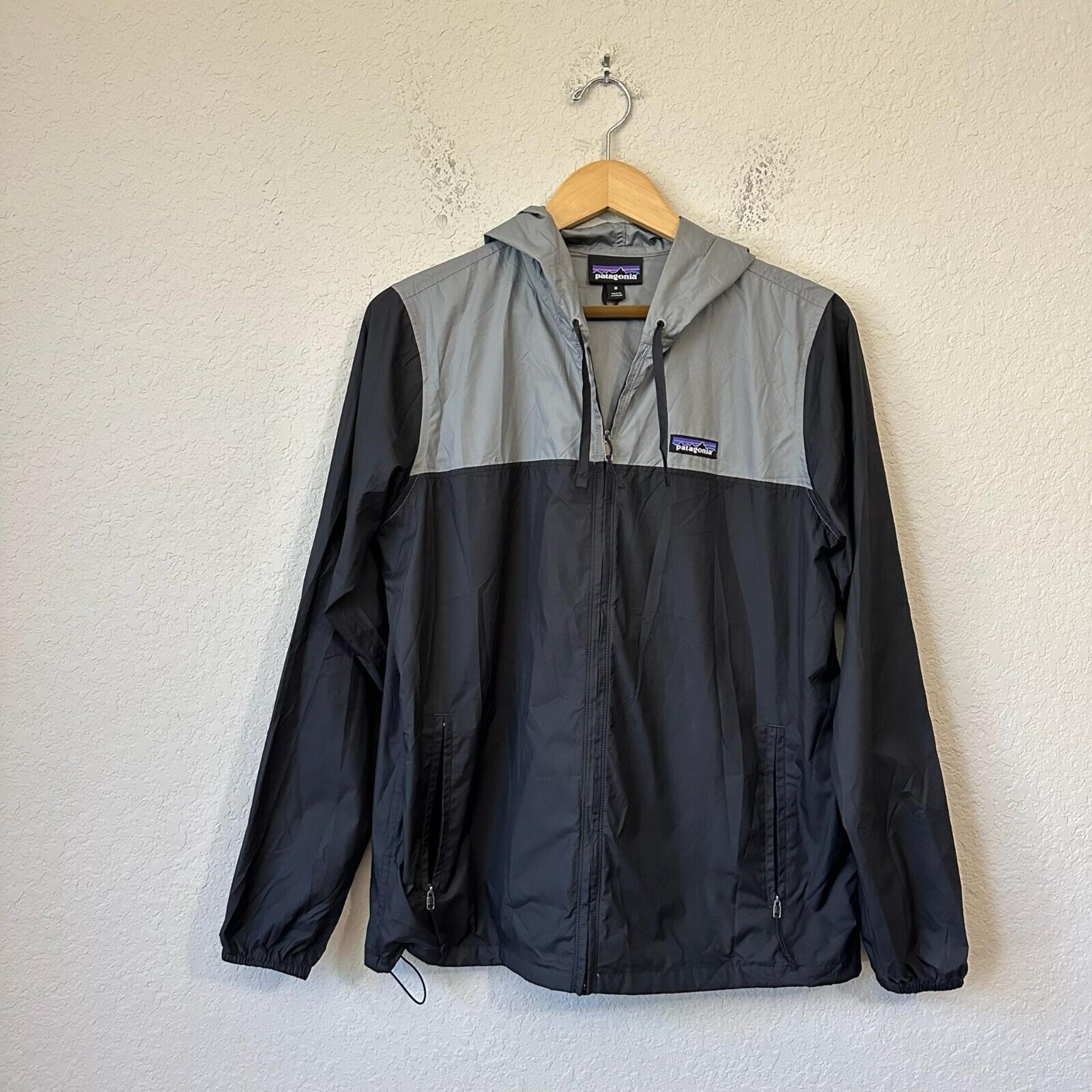 PATAGONIA W's Light & Variable Hoody Jacket Full Zip Windbreaker Black/Grey