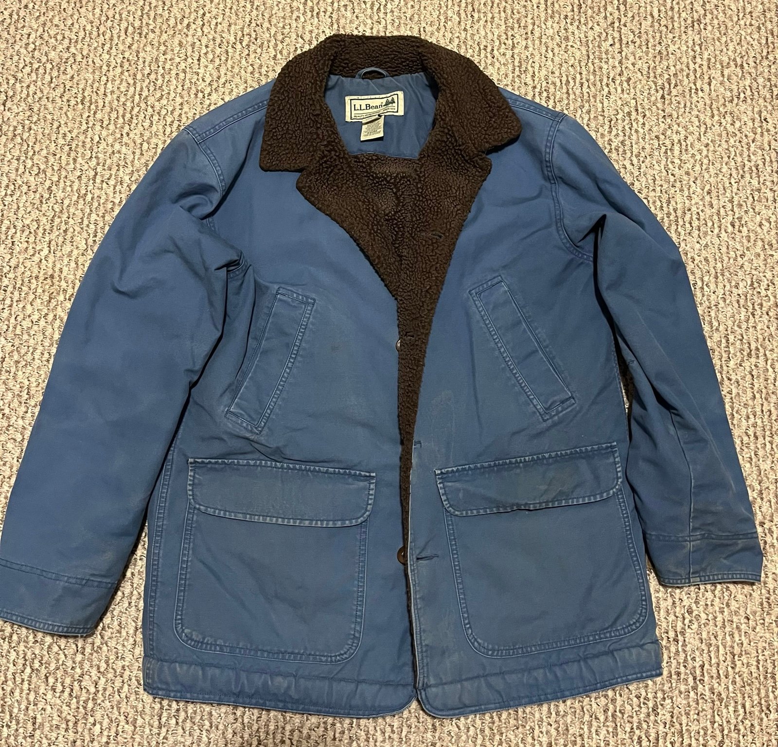 Vintage LL Bean Mens Canvas Field Chore Jacket Blue Regular M