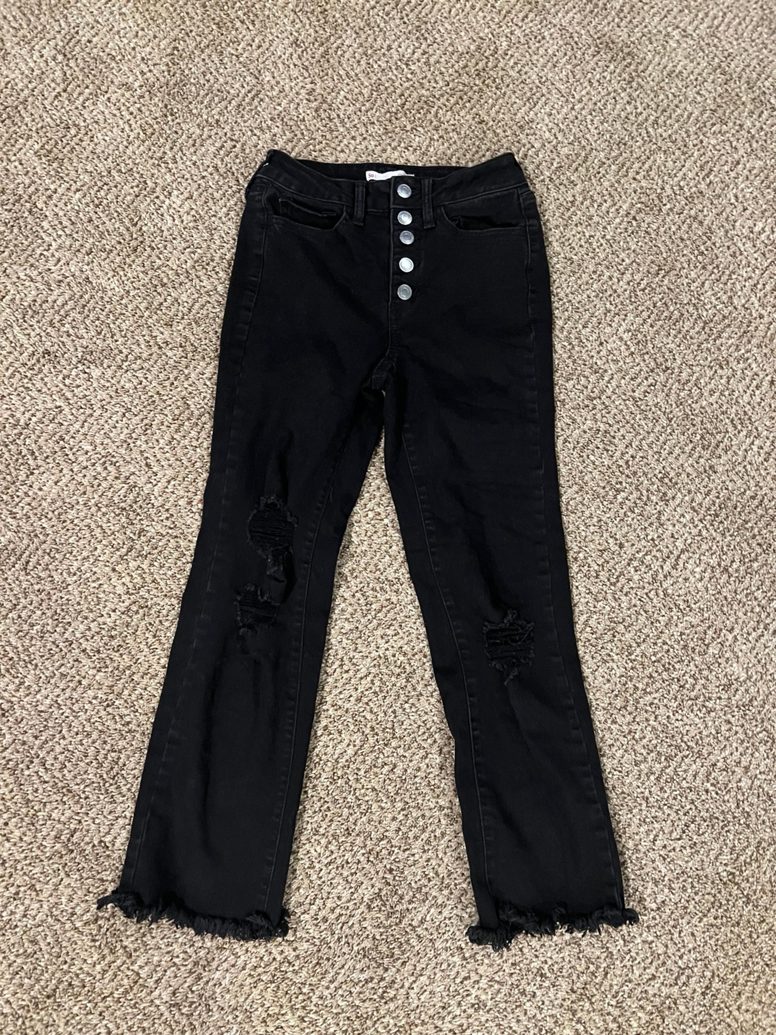 High Rise Distressed Denim Cropped Pants Size 1 - SO