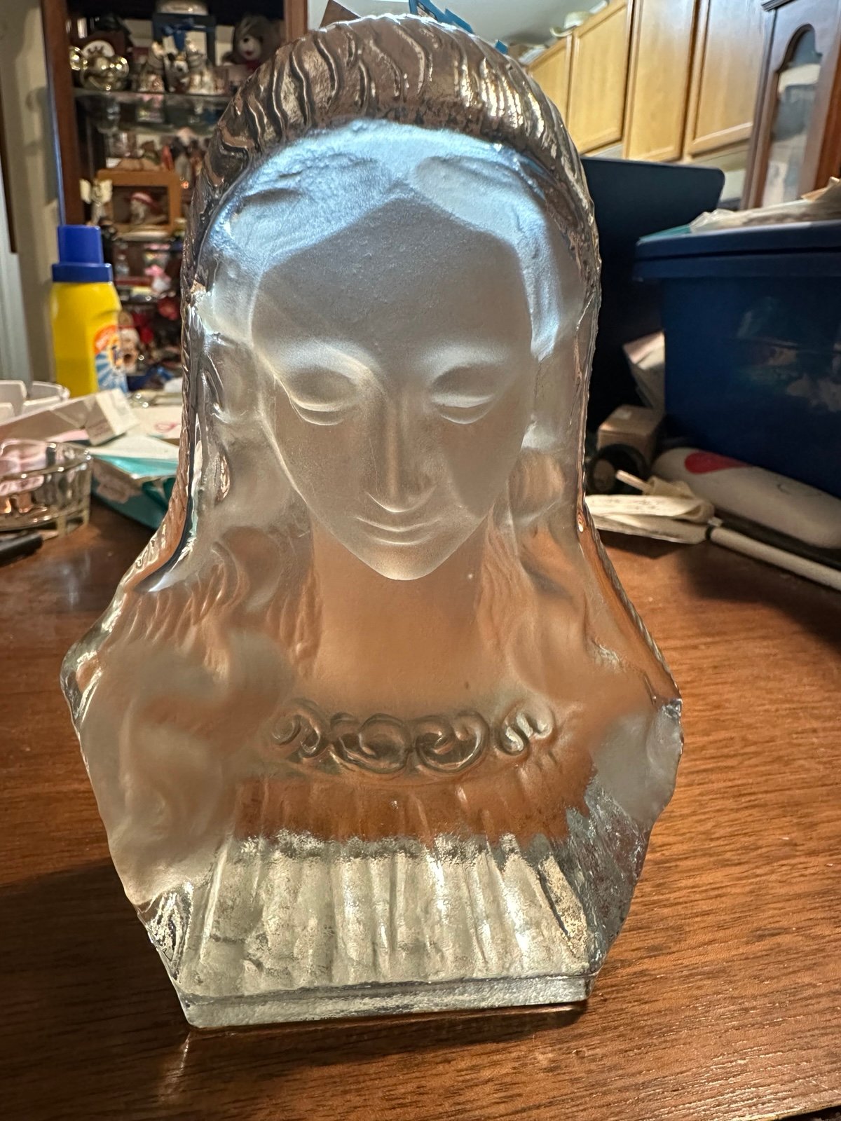 Viking glass statue book end of Mary