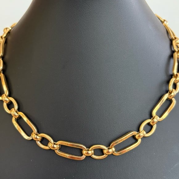 Vintage Napier gold tone link necklace choker 16 18