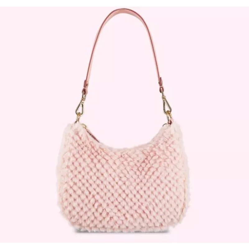 Stoney Clover Lane Faux Fur Curved Crossbody Bag ~ Pink