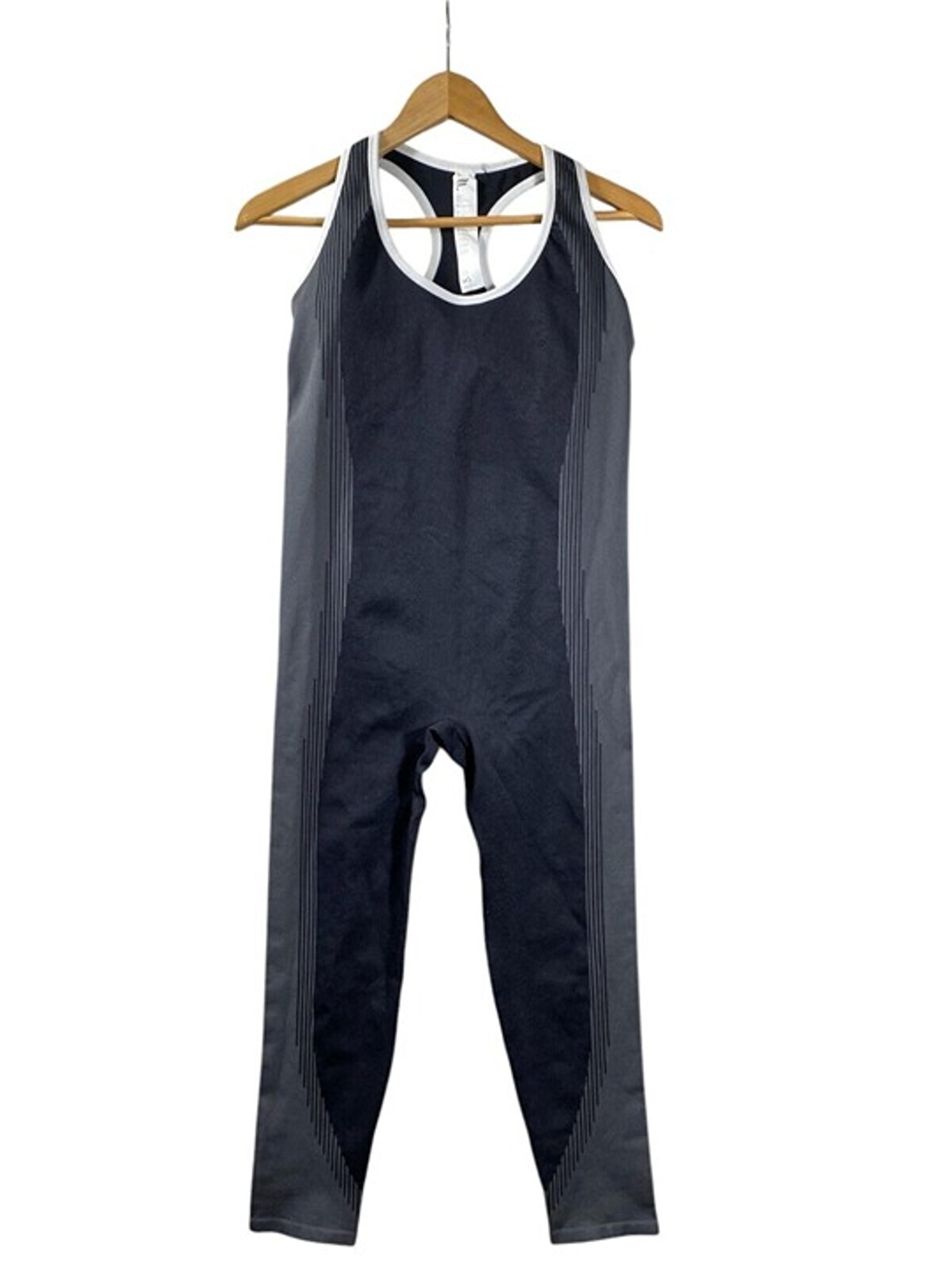 Fabletics Women's Workout Jumpsuit - Size M - Black & Gray - Racerback One-Piece