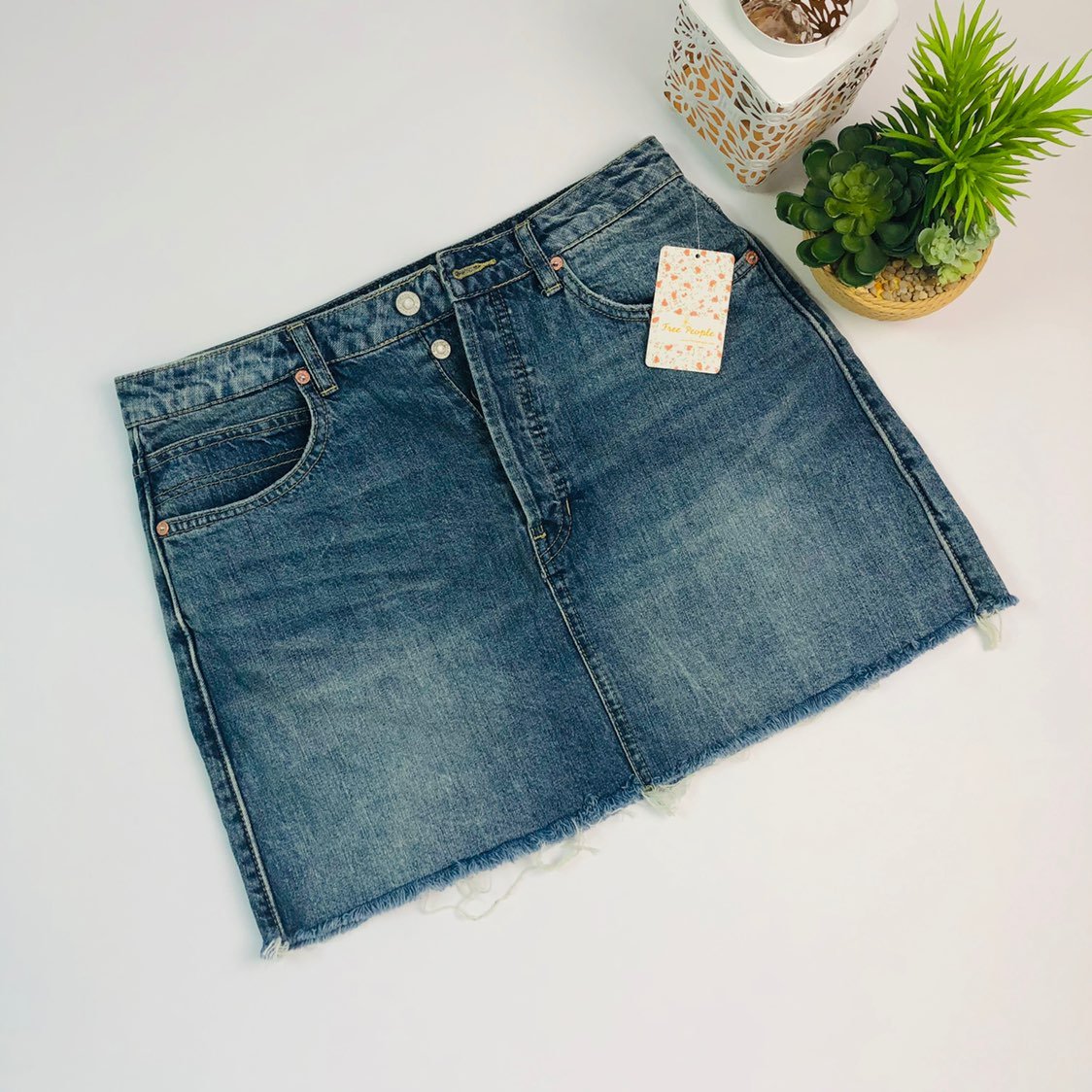 Free People Rugged A-line Denim Skirt
