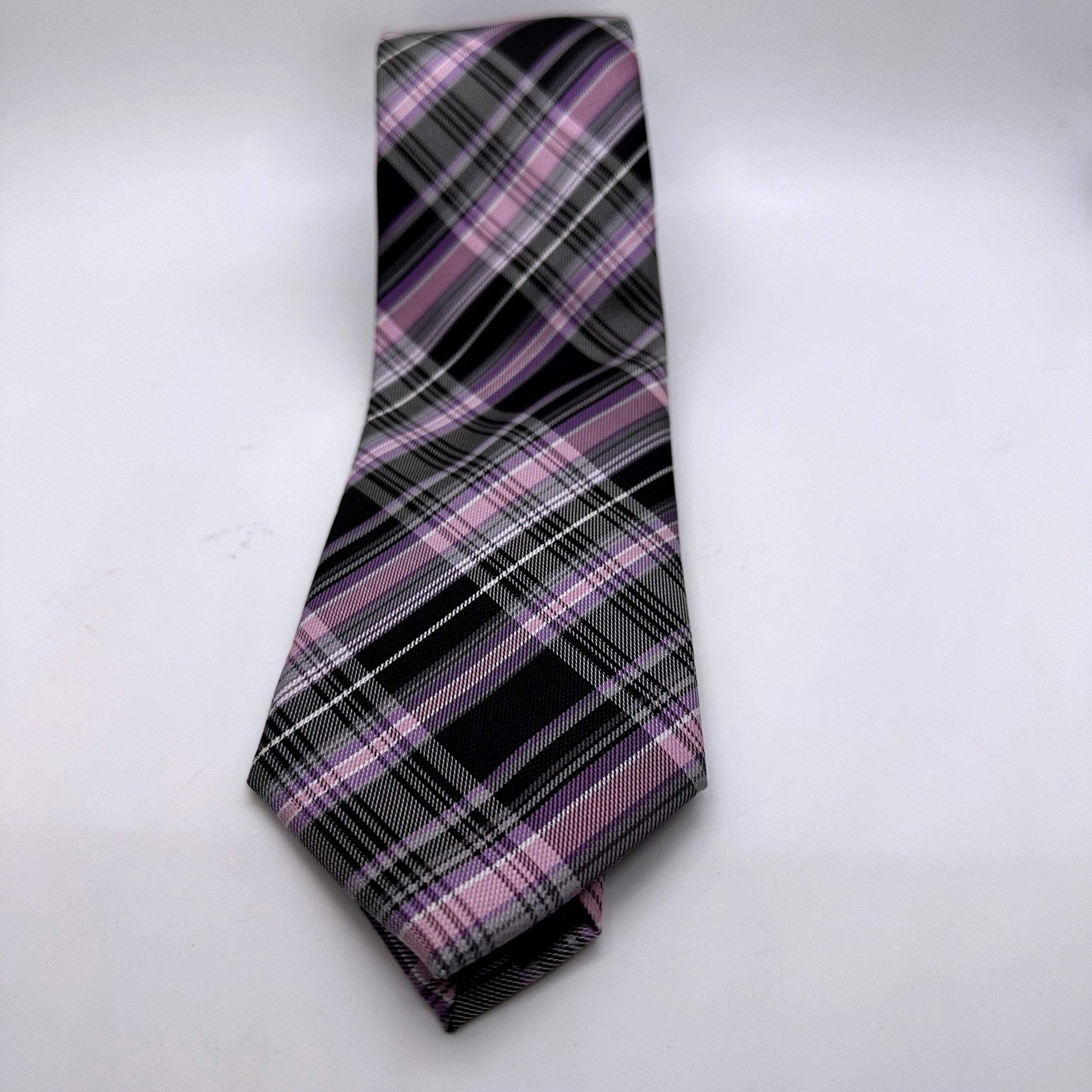 Colours by Alexander Julian Plaid Tie - Black, Purple, Gray - Business Office
