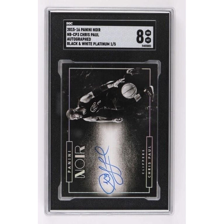 2015-16 Panini Noir Autograph Chris Paul Black & White Platinum 1/5 NB-CP3 SGC 8