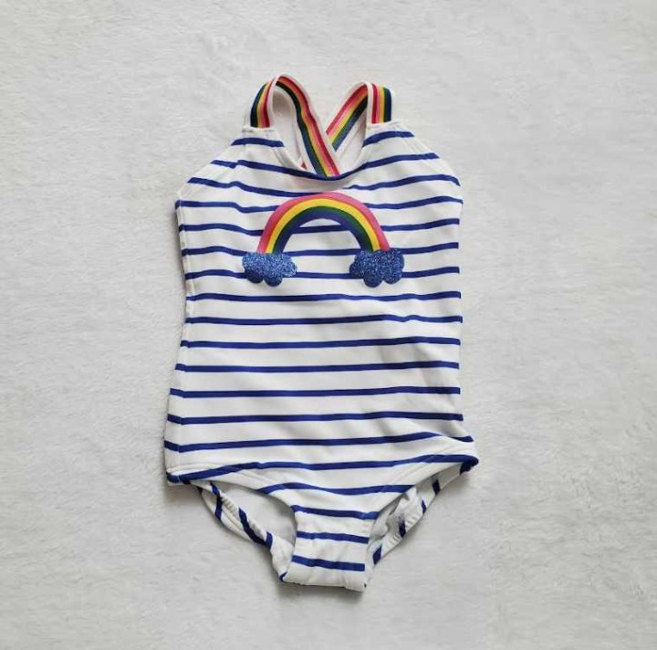 NWOT 18-24 months Hanna Andersson sunblock one piece suit rainbow trim swimsuit