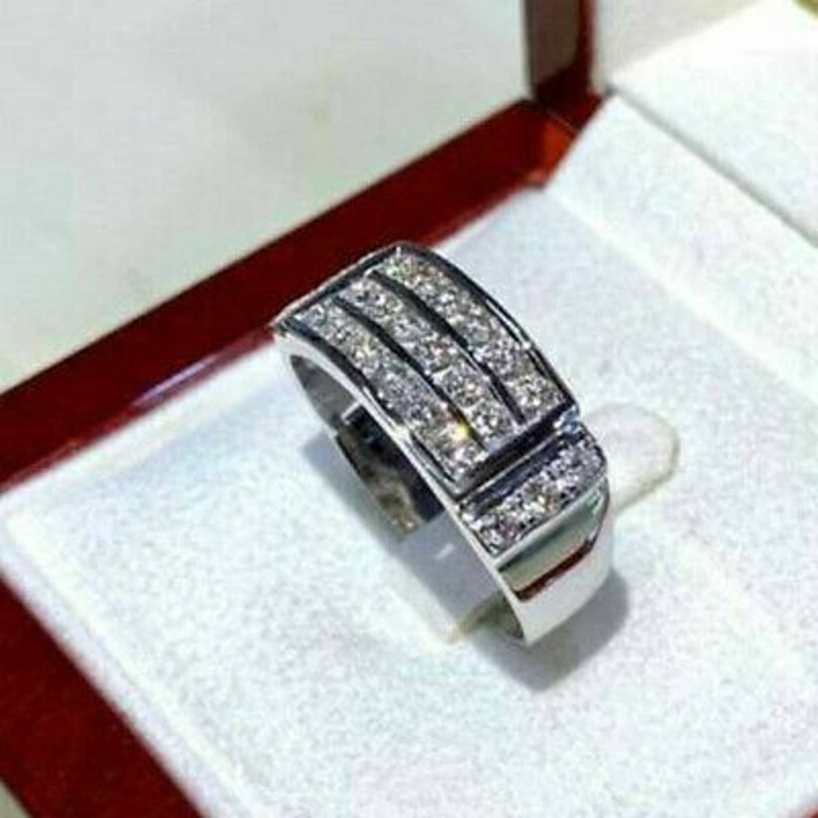 Mens Diamond Wedding Ring Band 925/14k size 8,9,10,11